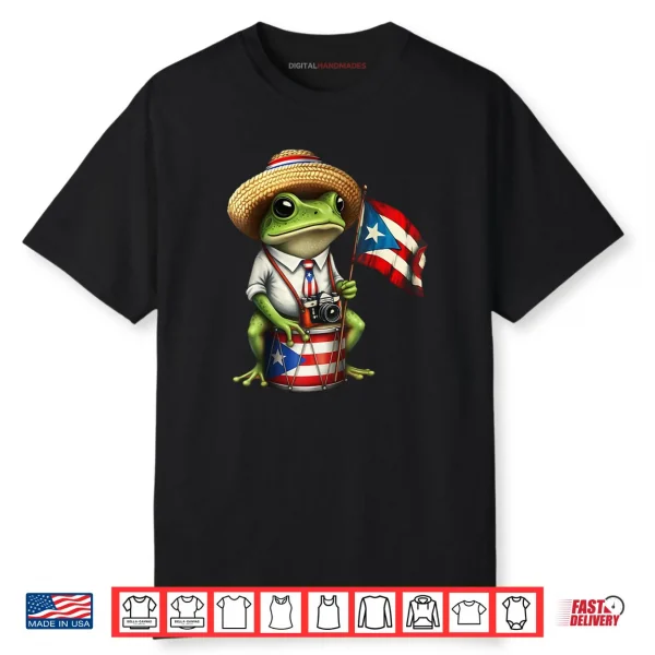 Frog Puerto Rico Flag Taino Boricua Cultural Heritage Shirt