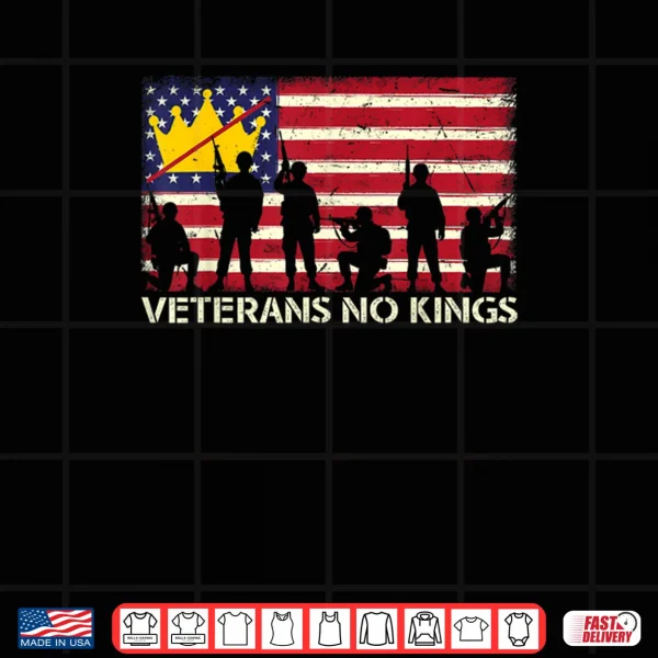 Design Veterans No Kings Vintage America Flag Veterans Shirt