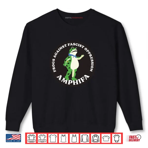 AMPHIFA Frogs Against Fascist Oppression Shirt 1 Sweatshirt AMPHIFA Frogs Against Fascist Oppression Shirt