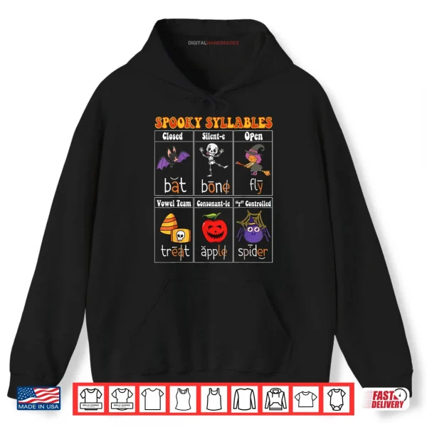 Hoodie Spooky Syllables Teacher Funny Halloween Educational Shirt