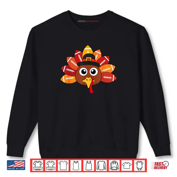 Sweatshirt Funny Thanksgiving Football Player Autumn Fall Baby Turkey Shirt