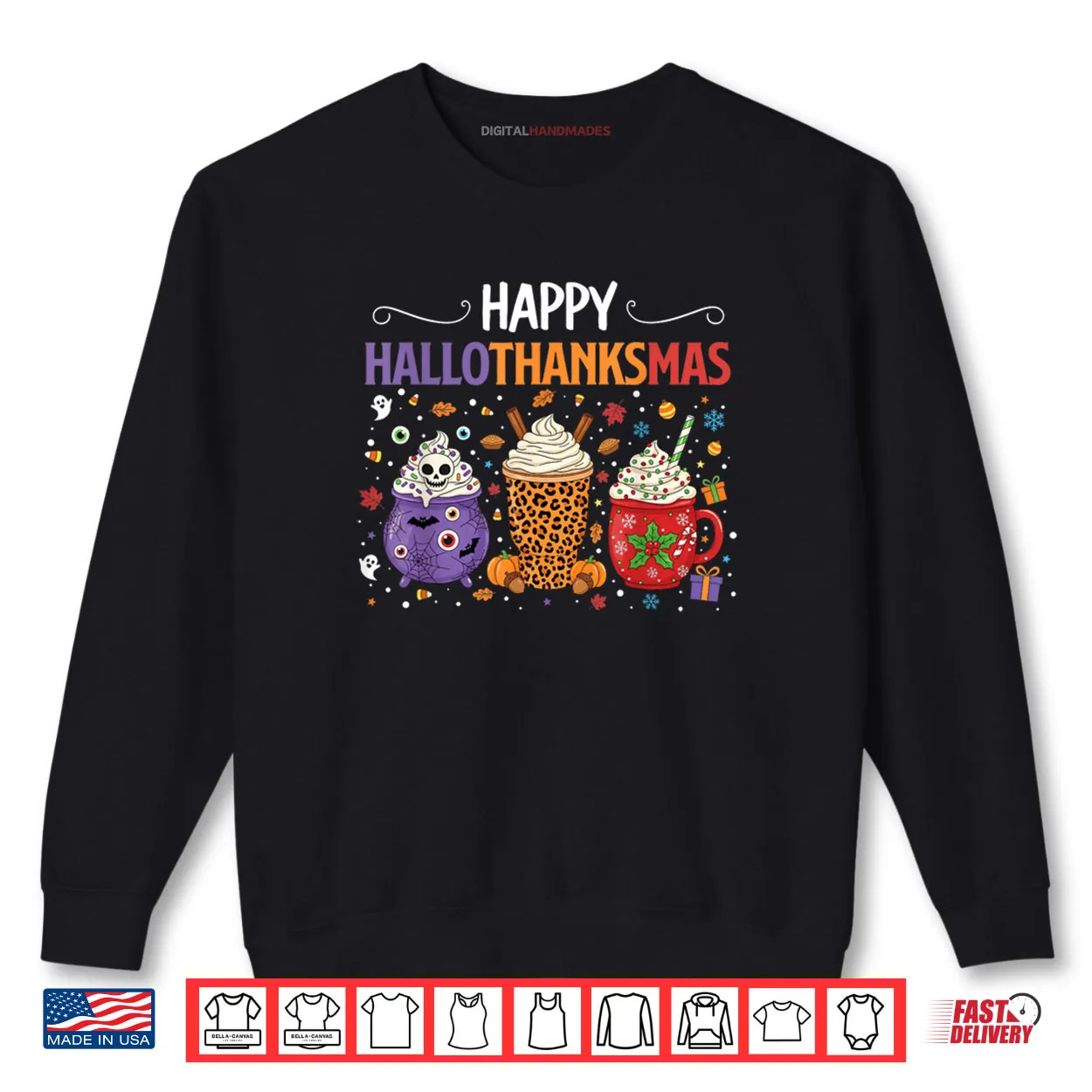 Happy Hallothanksmas Halloween Thanksgiving Christmas Drinks Shirt Happy Hallothanksmas Halloween Thanksgiving Christmas Drinks Shirt