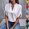 Summer Short-sleeved Chiffon Shirt New V-neck Shirt Women’s Casual Versatile Clothing