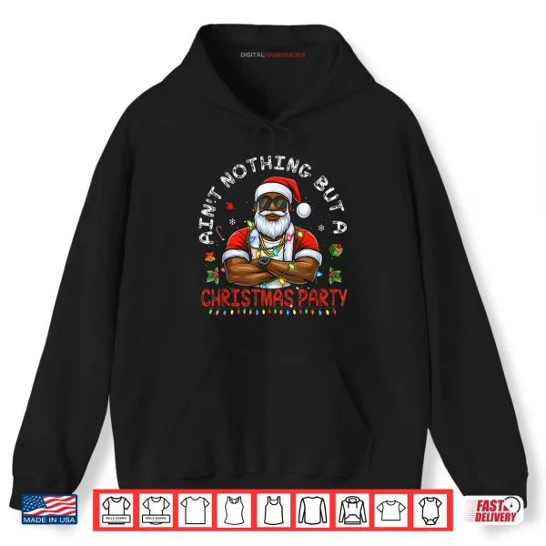 Hoodie African American Santa Claus Christmas Pajama Shirt