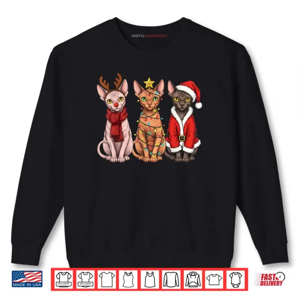 Sweatshirt Christmas Sphynx Cat Santa Reindeer Shirt