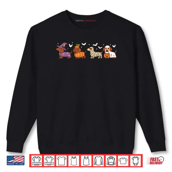 Sweatshirt Weiner Dog Witch Happy Halloweenie Cute Halloween Dachshund Shirt