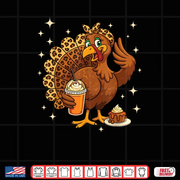 Design Turkey Drinking Coffee Fall Thanksgiving Costume Shirt
