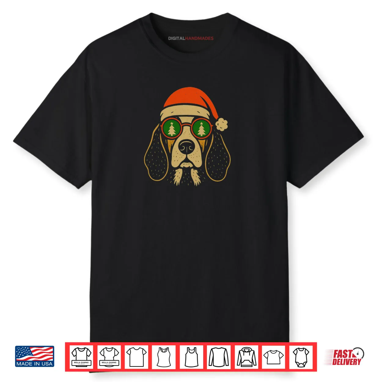 Basset Hound Christmas Dog Santa Hat Holiday Glasses Shirt Basset Hound Christmas Dog Santa Hat Holiday Glasses Shirt