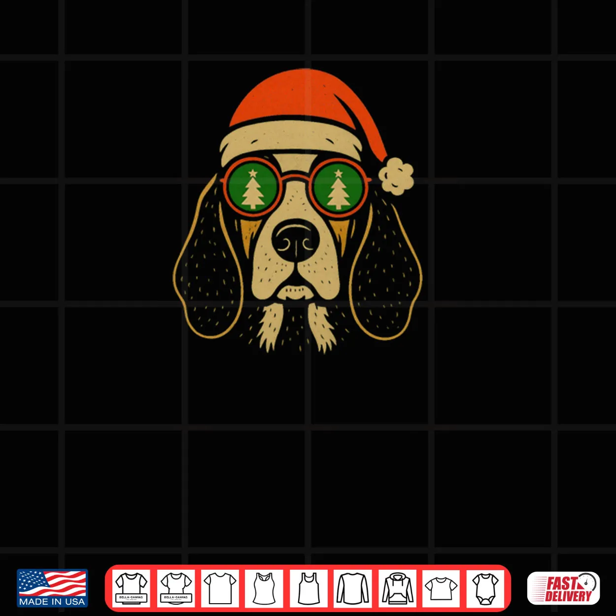 Basset Hound Christmas Dog Santa Hat Holiday Glasses Shirt Basset Hound Christmas Dog Santa Hat Holiday Glasses Shirt