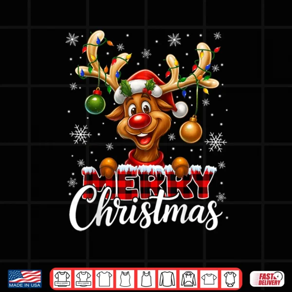 Merry Christmas Reindeer Plaid Pajamas Xmas Shirt 3 Design Merry Christmas Reindeer Plaid Pajamas Xmas Shirt