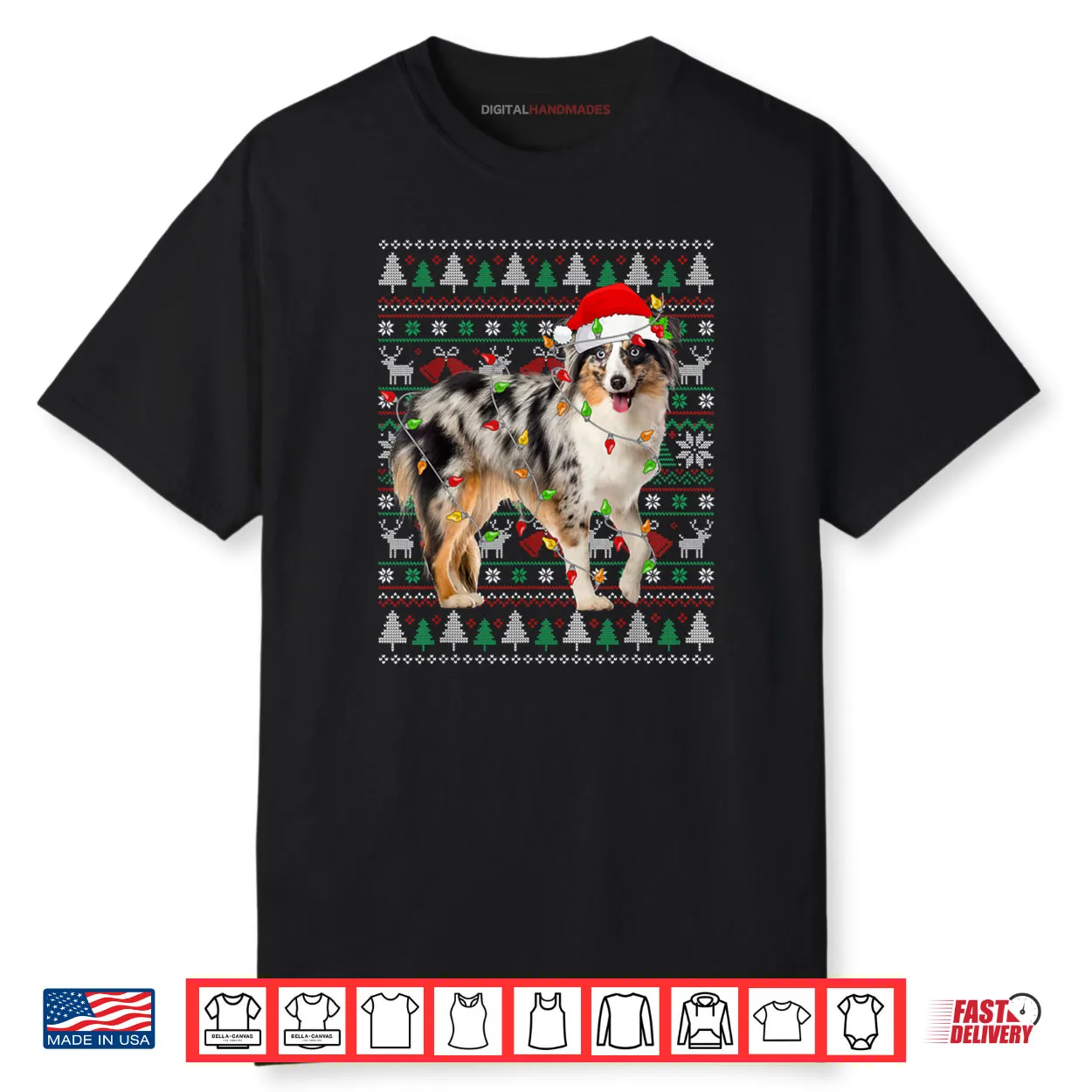 Australian Shepherd Dog Christmas Ugly Sweater Santa Xmas Shirt Australian Shepherd Dog Christmas Ugly Sweater Santa Xmas Shirt