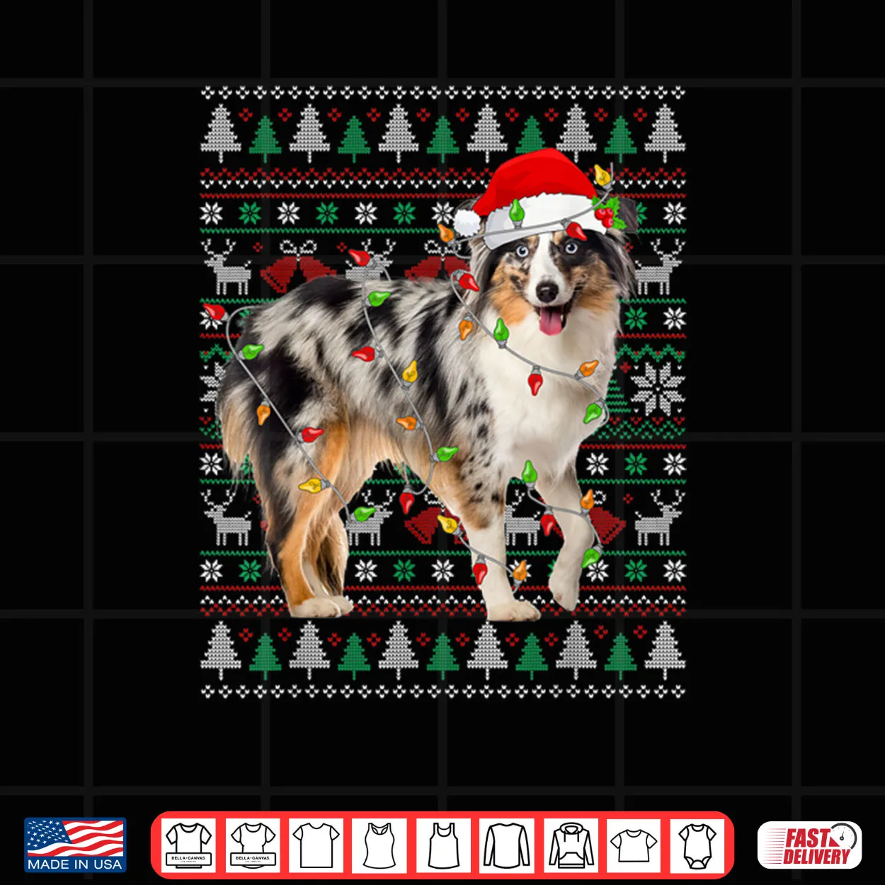 Australian Shepherd Dog Christmas Ugly Sweater Santa Xmas Shirt Australian Shepherd Dog Christmas Ugly Sweater Santa Xmas Shirt
