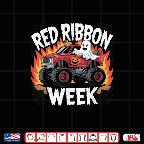 Kids Red Ribbon Week Awareness Monster Truck Shirt 3 Design Kids Red Ribbon Week Awareness Monster Truck Shirt