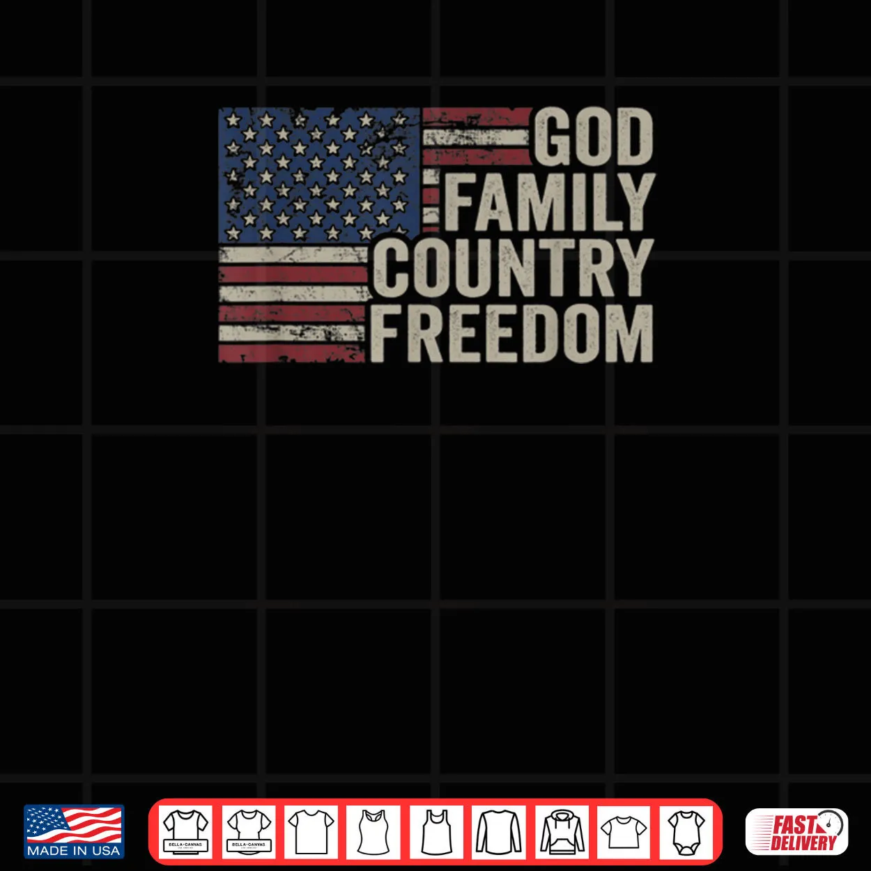 God Family Country Freedom 4th July USA Flag Christian Shirt God Family Country Freedom 4th July USA Flag Christian Shirt