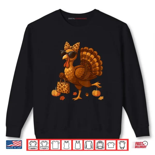 Sweatshirt Leopard Turkey with Sunglasses Funny Thanksgiving Shirt
