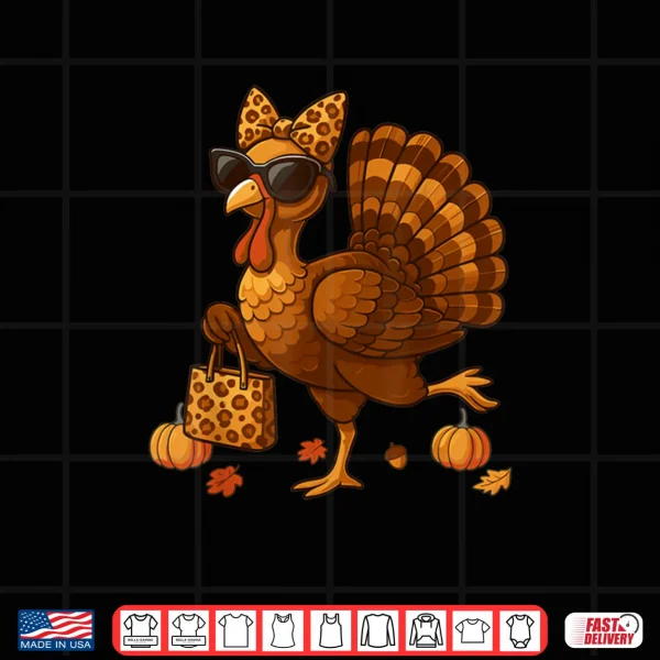 Design Leopard Turkey with Sunglasses Funny Thanksgiving Shirt