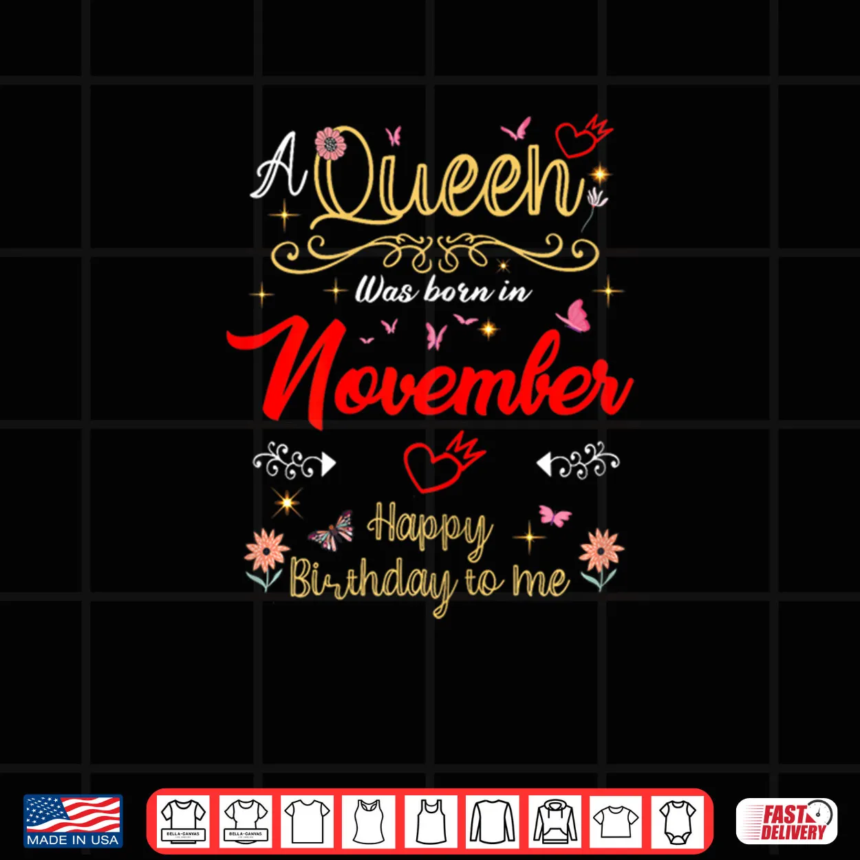 November Birhtday A Queen was Born in November Shirt November Birhtday A Queen was Born in November Shirt