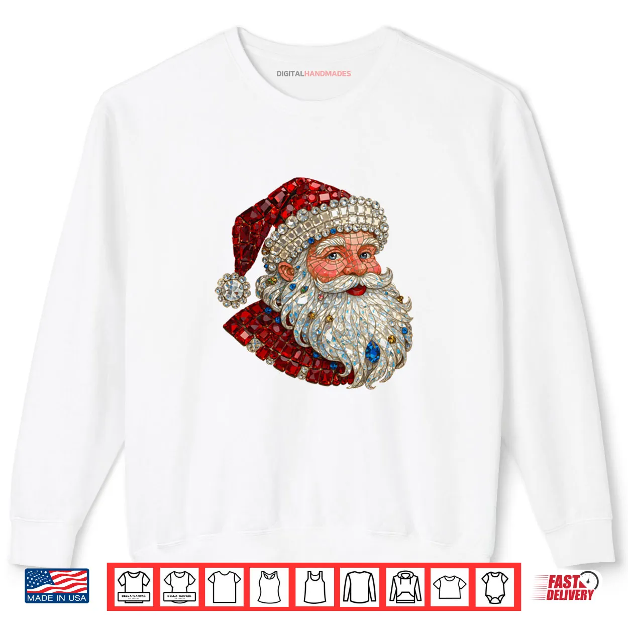 Jeweled Glam Santa Sparkle Christmas Shirt Jeweled Glam Santa Sparkle Christmas Shirt