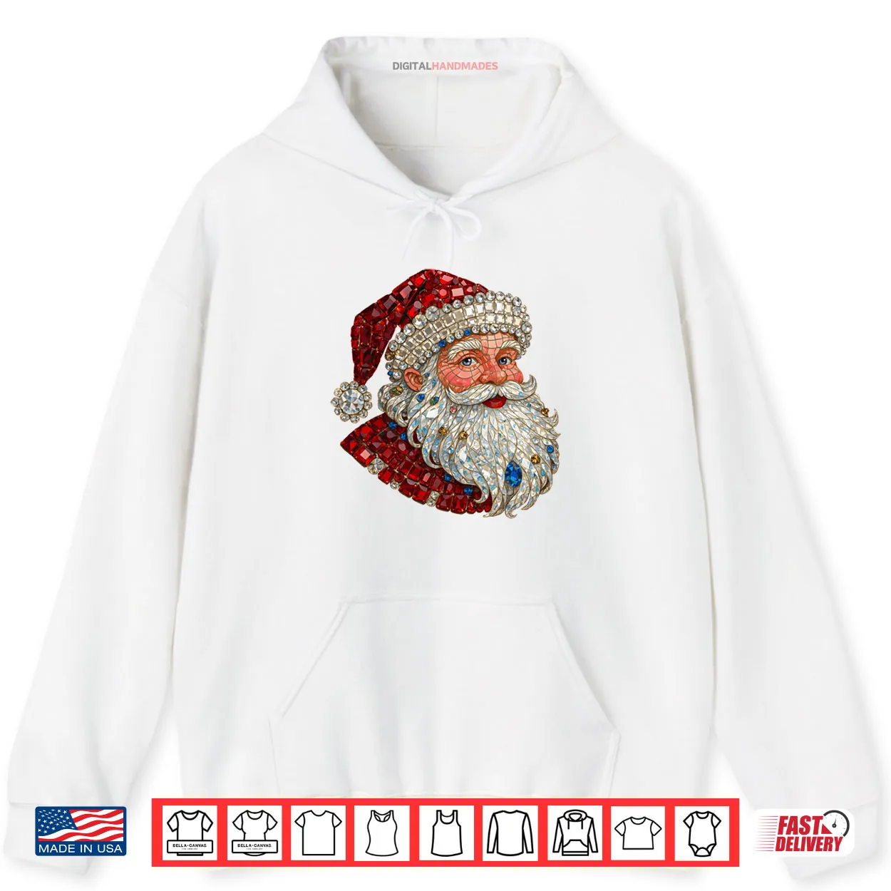 Jeweled Glam Santa Sparkle Christmas Shirt Jeweled Glam Santa Sparkle Christmas Shirt