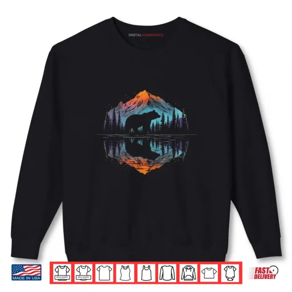 Sweatshirt Mountain Bear Reflection Wildlife Nature Outdoor Forest Shirt