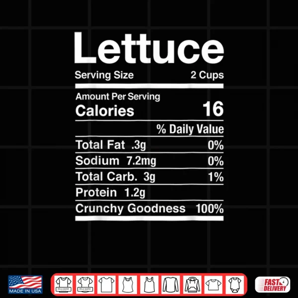 Design Lettuce Costume Nutrition Facts Lettuce Shirt