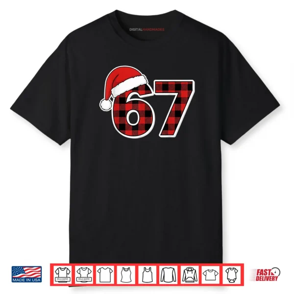 67 Meme Funny Christmas Red Plaid Xmas Pajamas Slang Shirt