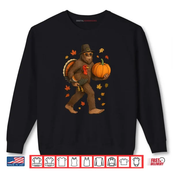 Sweatshirt Bigfoot Pilgrim Turkey Pumpkin Thanksgiving Day Shirt