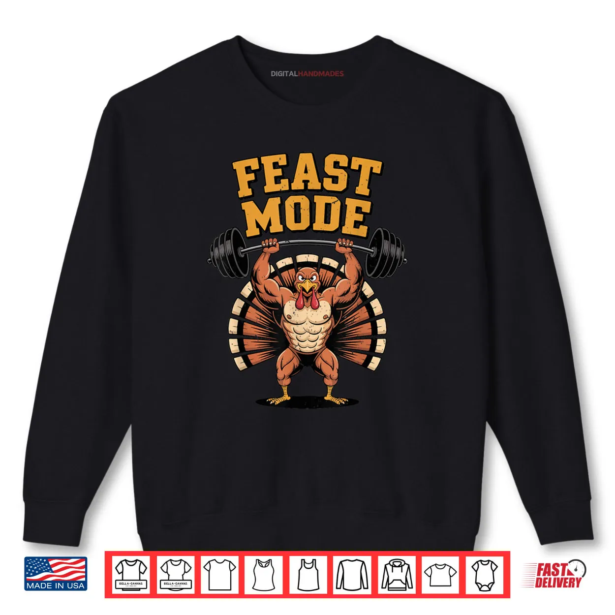 Feast Mode Muscle Turkey Workout Thanksgiving Gym Fitness Shirt Feast Mode Muscle Turkey Workout Thanksgiving Gym Fitness Shirt