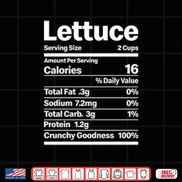 Lettuce Costume Nutrition Facts Shirt 3 Design Lettuce Costume Nutrition Facts Shirt