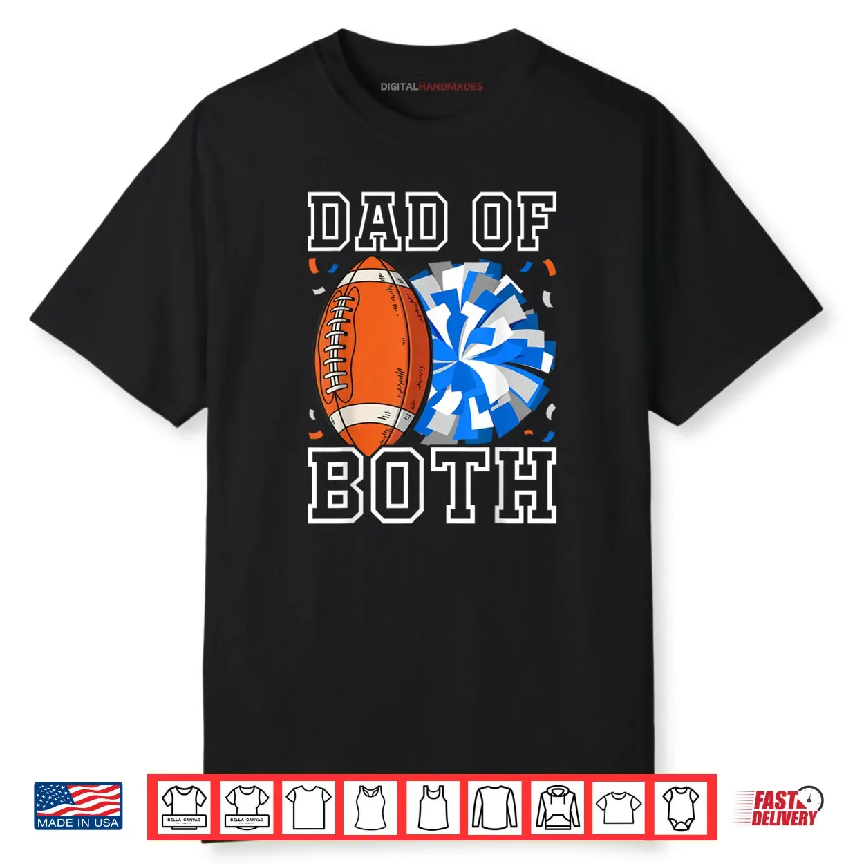 Dad of Both Proud Football and Cheer Shirt Dad of Both Proud Football and Cheer Shirt