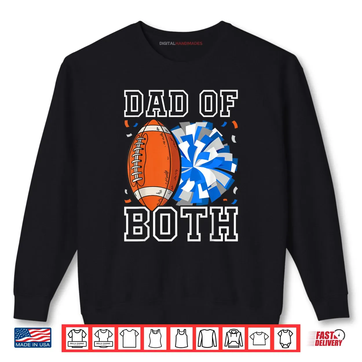 Dad of Both Proud Football and Cheer Shirt Dad of Both Proud Football and Cheer Shirt