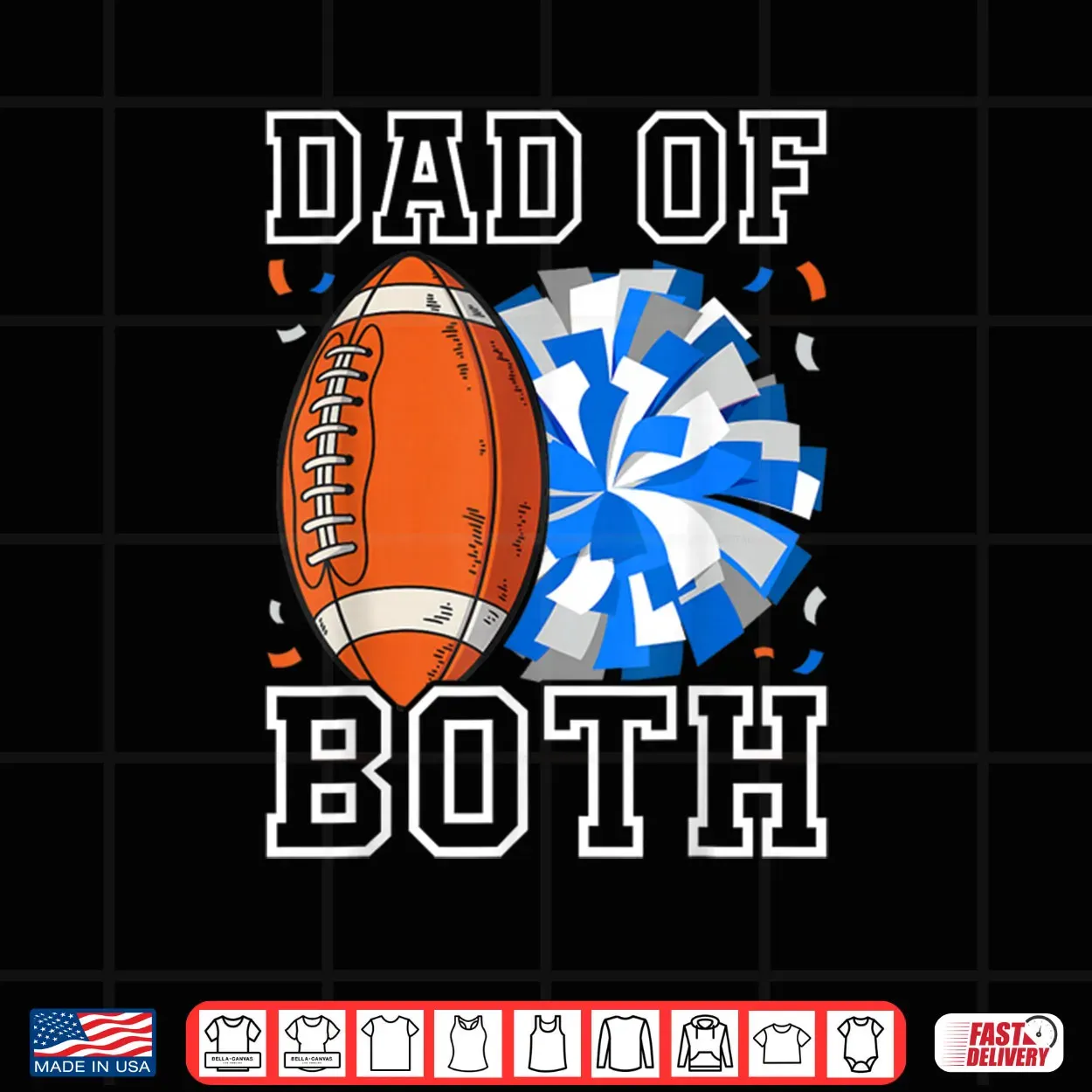 Dad of Both Proud Football and Cheer Shirt Dad of Both Proud Football and Cheer Shirt