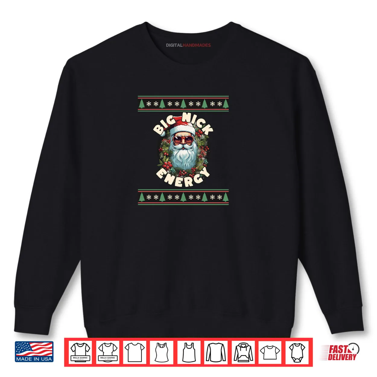 Cool Santa Big Nick Energy Ugly Christmas Retro Design Pullover Shirt Cool Santa Big Nick Energy Ugly Christmas Retro Design Pullover Shirt