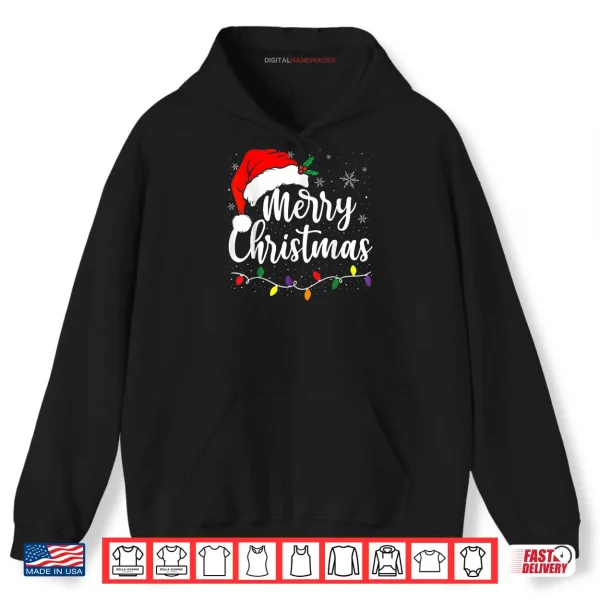 Merry Christmas Lights Red Santa Hat Xmas Family Shirt 2 Hoodie Merry Christmas Lights Red Santa Hat Xmas Family Shirt