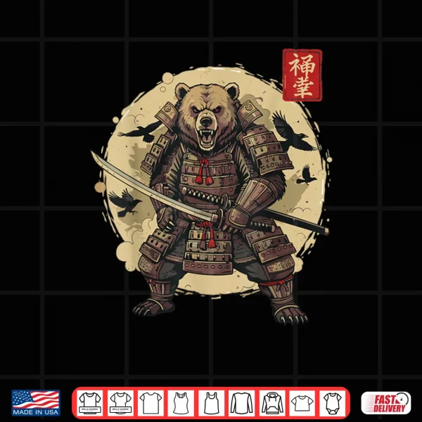 Samurai Bear Warrior Vintage Graphic Japanese Shirt 4 Design Samurai Bear Warrior Vintage Graphic Japanese Shirt
