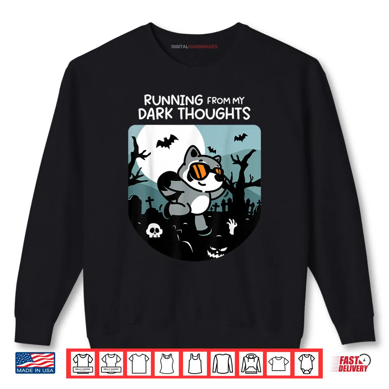Running From My Dark Thoughts Funny Raccoon Halloween Shirt Running From My Dark Thoughts Funny Raccoon Halloween Shirt