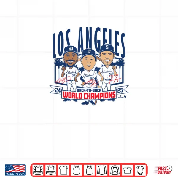 LA Baseball Back to Back World Champs Caricatures Shirt.webp 3 Design LA Baseball Back to Back World Champs Caricatures Shirt