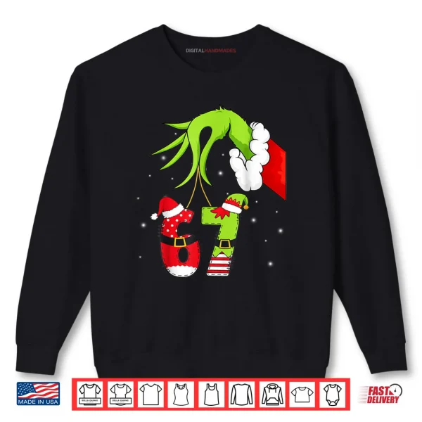Sweatshirt Six Seven 67 Meme 6 7 Elf Santa Christmas Pajamas Kids T Shirt