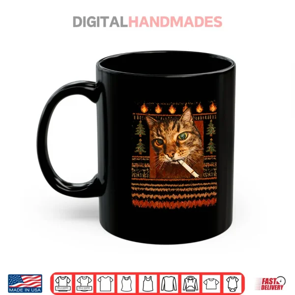 Mug Funny Smoking Cat Meme Christmas Shirt