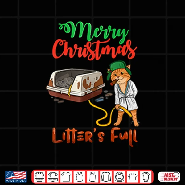 Design Merry Christmas Litters Full Funny Cat Lovers Shirt