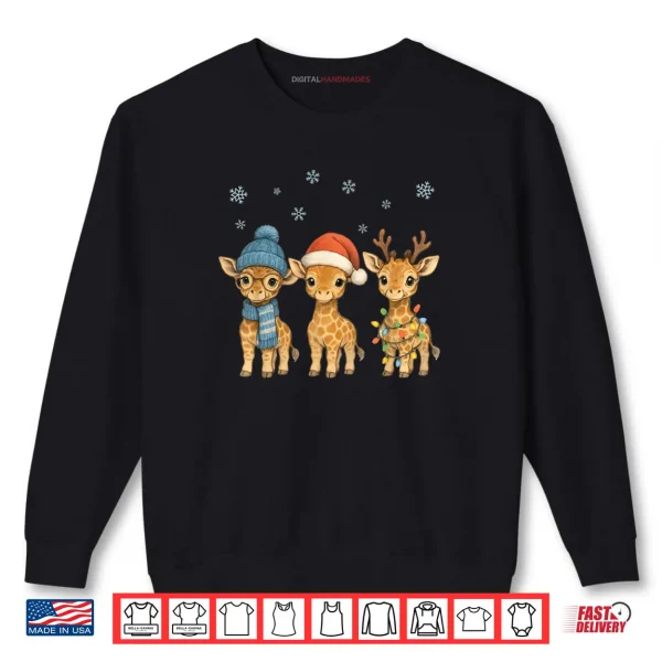 Baby Giraffe Christmas Lights Santa Hat Reindeer Shirt 1 Sweatshirt Baby Giraffe Christmas Lights Santa Hat Reindeer Shirt