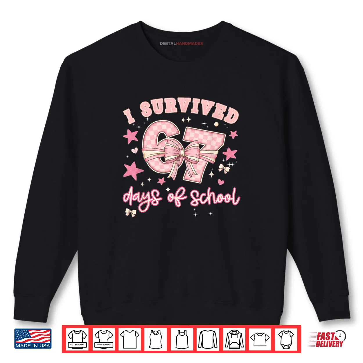I Survived 67 Days of School Pink Coquette Bow Six Seven Shirt I Survived 67 Days of School Pink Coquette Bow Six Seven Shirt