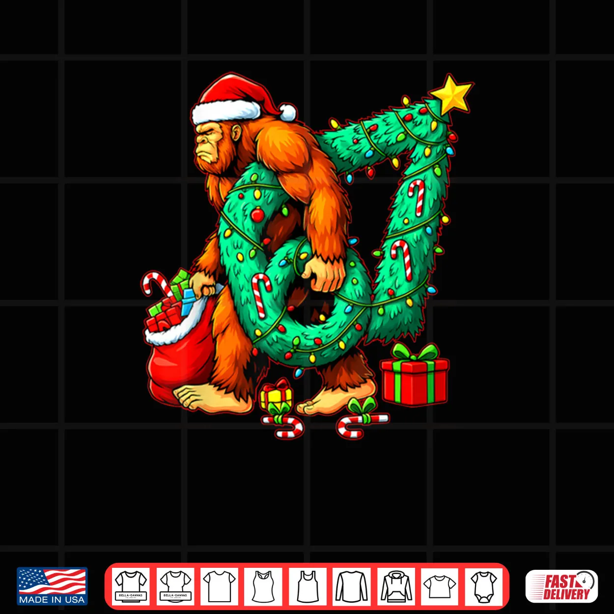 Santa Bigfoot 67 Christmas Tree Xmas Lights Funny Sasquatch Shirt Santa Bigfoot 67 Christmas Tree Xmas Lights Funny Sasquatch Shirt