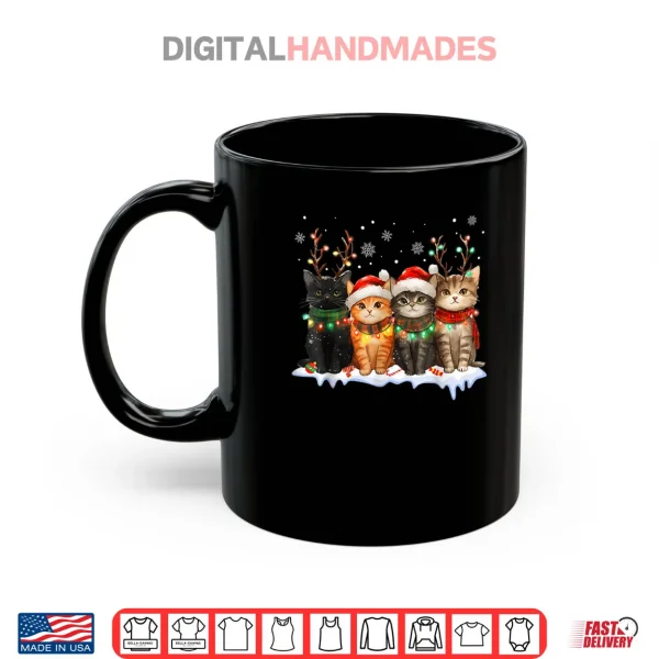 Mug Cat Christmas Light Reindeer Santa Christmas Cat Lover Shirt 1 1