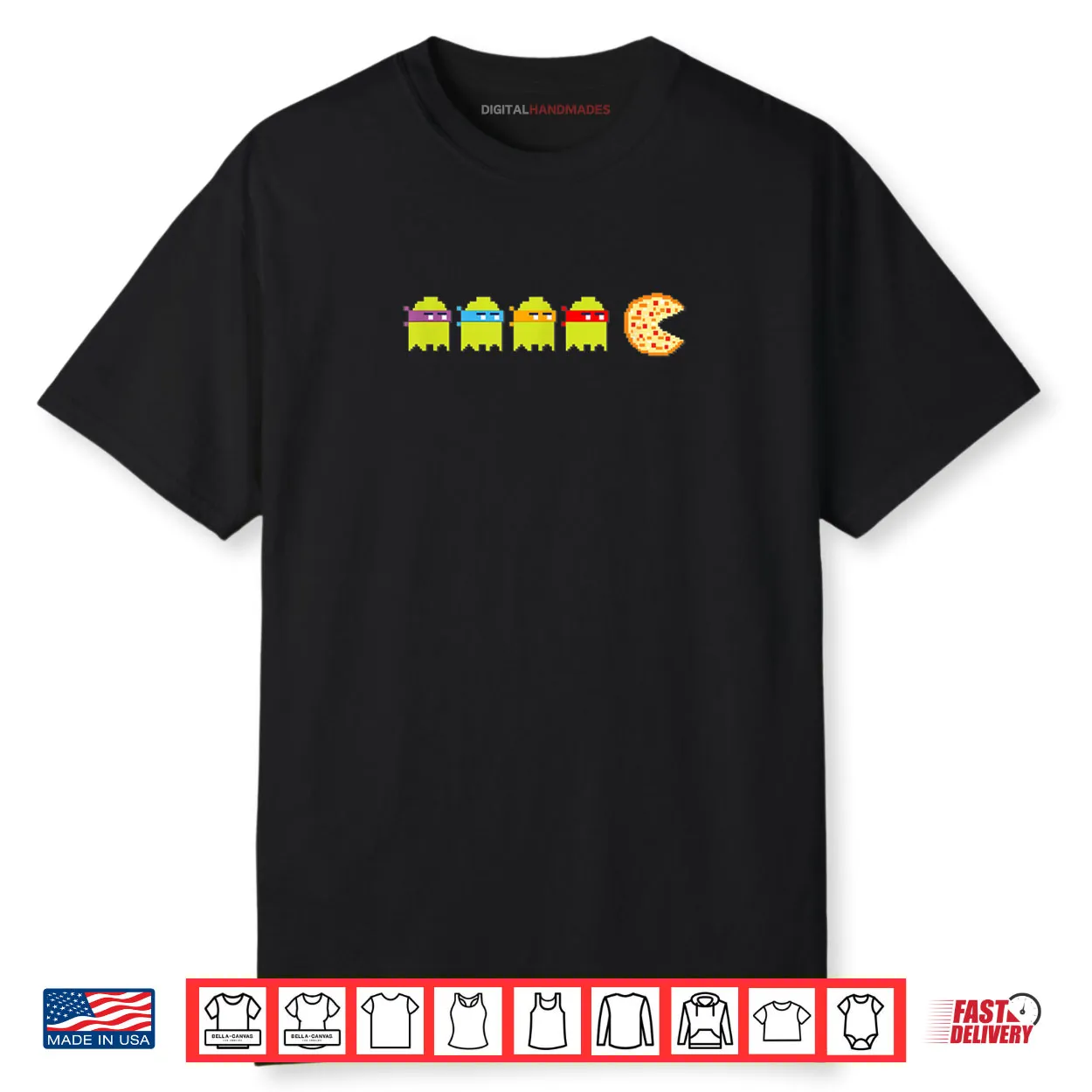 8 Bit Vintage Ghost Turtle Chasing Pizza Retro Arcade Game Shirt 8 Bit Vintage Ghost Turtle Chasing Pizza Retro Arcade Game Shirt