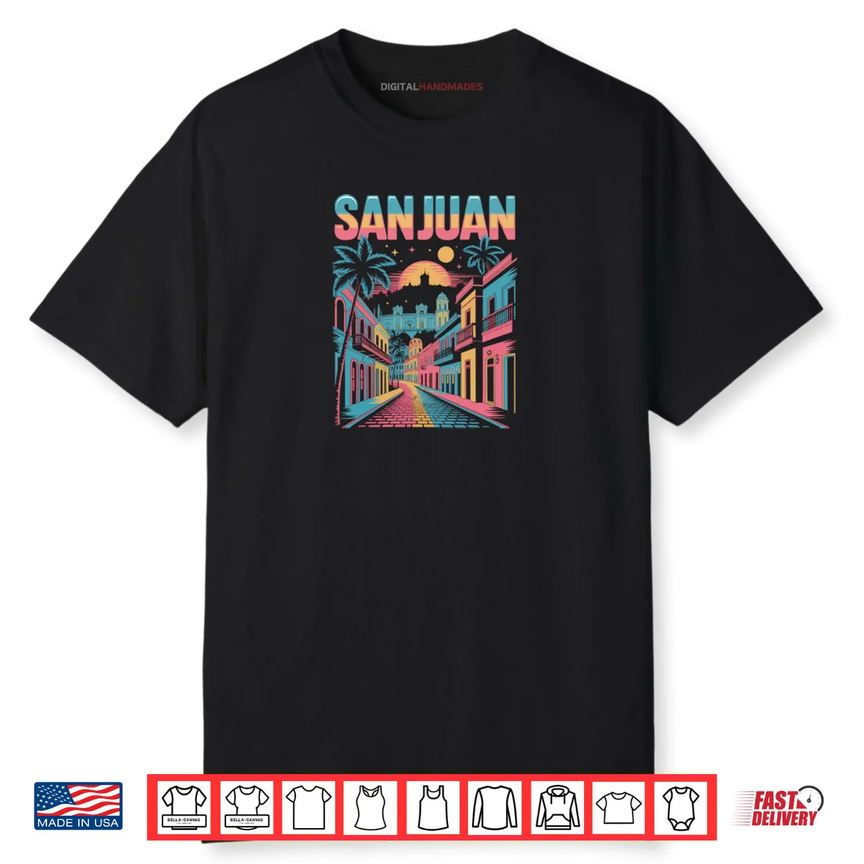 San Juan Puerto Rico Old Town Retro Sunset City Skyline Shirt San Juan Puerto Rico Old Town Retro Sunset City Skyline Shirt