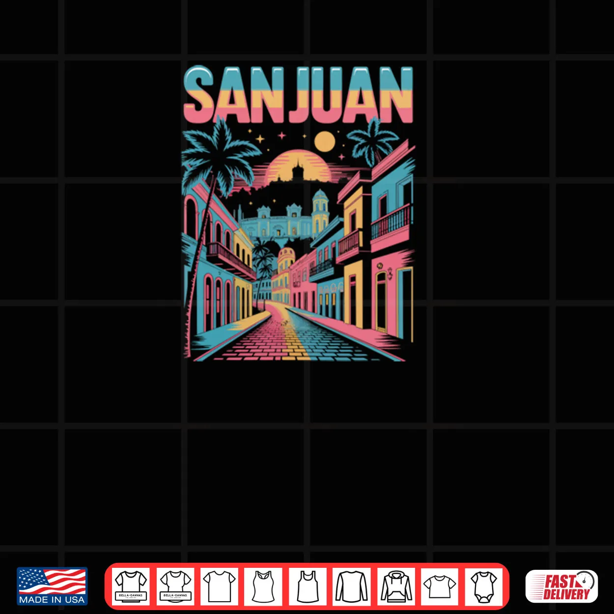 San Juan Puerto Rico Old Town Retro Sunset City Skyline Shirt San Juan Puerto Rico Old Town Retro Sunset City Skyline Shirt